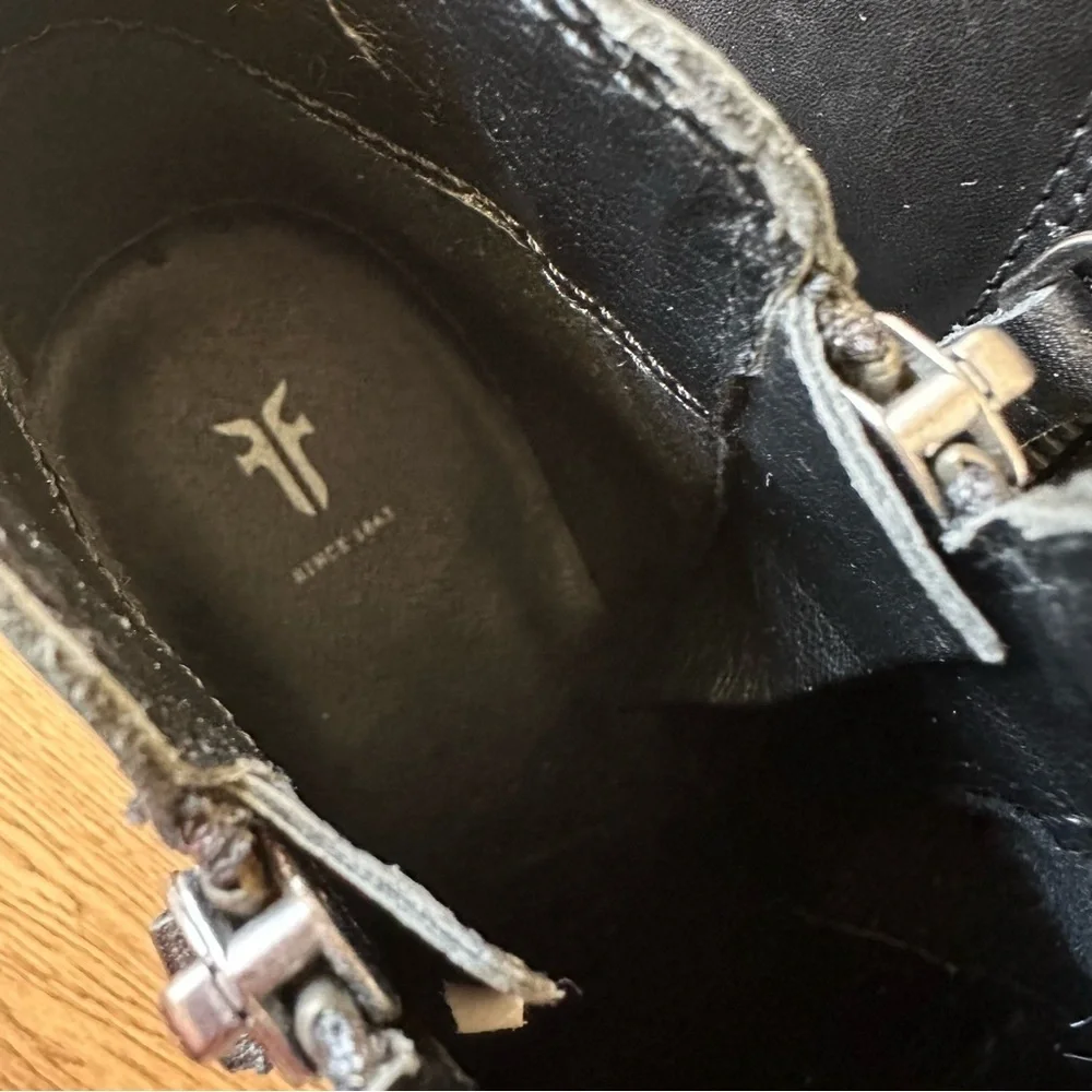 New Frye Judith Zip Bootie Shoes Black Leather Sz 10